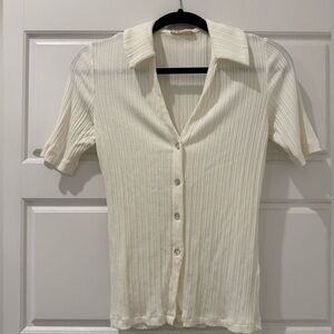 Madewell white button down polo top